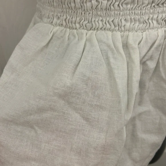 White Linen Peplum Top, Sz S - Picture 3 of 8